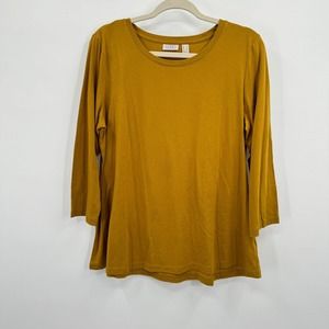 Logo by Lori Goldstein Large The Tee Top T-Shirt Mustard Gold Yellow